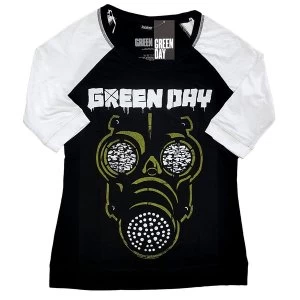 Image of Green Day - Green Mask Ladies Large T-Shirt - Black,White