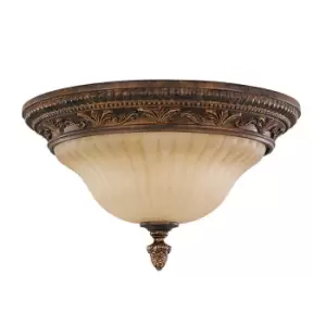 Image of 2 Bulb Flush Light Low Ceiling Aged Tortoise Shell LED E27 60W Bulb