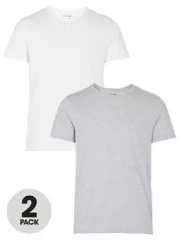 Lacoste Mens Crew Neck Plain Cotton T-Shirt Three-Pack Size 6 - XL White / Grey Chine / Black