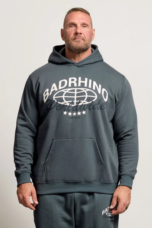 Image of BadRhino BadRhino Men Worldwide Print Hoodie in Blue Size: 4X-Large Blue 4XL Male 5063589387660