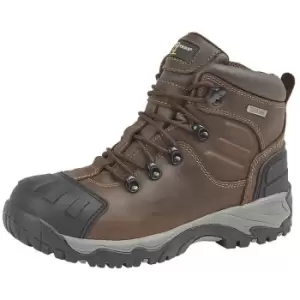 Image of Grafters Mens Buffalo Leather Hiker Type Safety Boots (11 UK) (Brown) - Brown