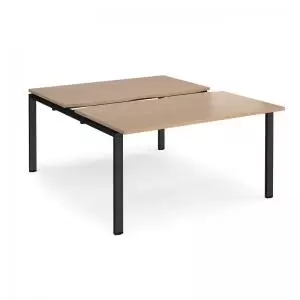 image of Adapt sliding top back to back desks 1400mm x 1600mm - Black frame and