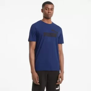 Image of PUMA Essentials Logo Mens T-Shirt, Elektro Blue, size Large, Clothing