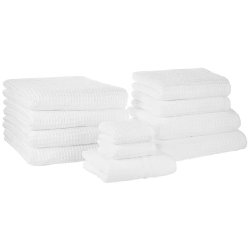 Image of Beliani Set Of 11 Towels Areora Cotton White