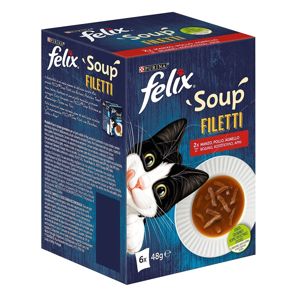 Image of Purina Felix Soup Tender Strips Cat Food 6 x 48g