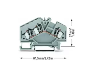 Image of Wago 281-631 Terminal Block, Din Rail, 3Pos, 4Awg