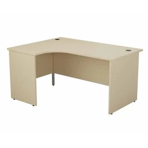 image of TC Office Left Hand Crescent Desk with Panel End Legs 1600 x 1200mm, Maple