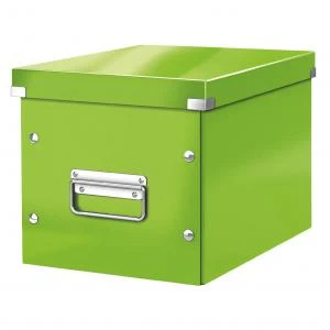 image of Leitz WOW Click & Store Cube Medium Storage Box, Green.