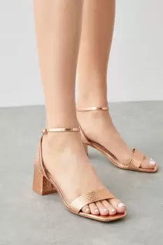 image of Sadie Embossed Two Part Block Heel Sandals