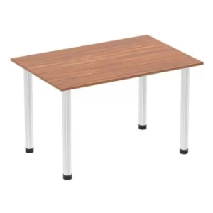 Image of Impulse 1200mm Straight Table Walnut Top Chrome Post Leg