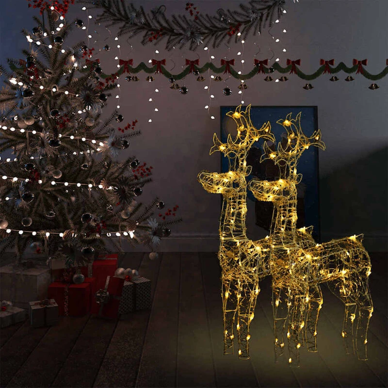 Image of vidaXL Reindeer Christmas Decorations 2 pcs 60x16x100cm Acrylic, White 3154369