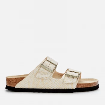 Image of Birkenstock Womens Shiny Python Arizona Double Strap Sandals - Eggshell/Gold - EU 37/UK 4.5