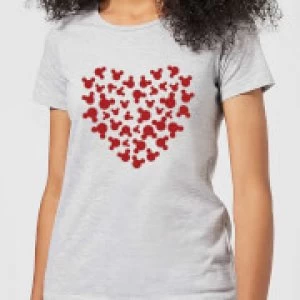 Disney Mickey Mouse Heart Silhouette Womens T-Shirt - Grey - XL