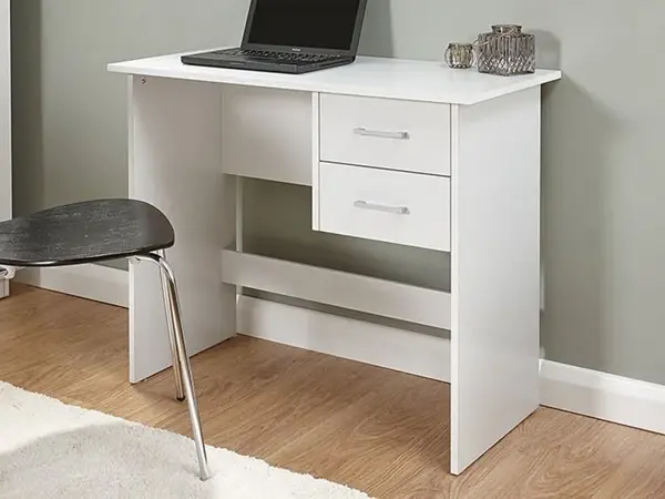 image of GFW Panama White 2 Drawer Study Desk