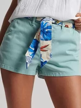 Image of Superdry Vintage Organic Chino Short-green, Green, Size 10, Women