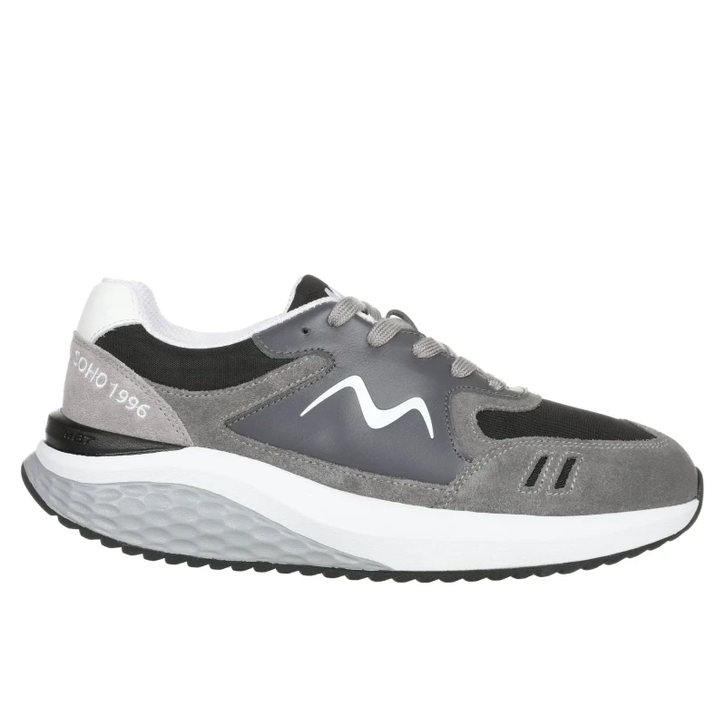 Image of MBT Soho 1996 Leather Mens Lace Up Trainers - Black Grey - Size:UK 10.5