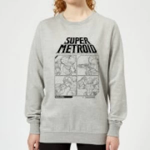 Image of Nintendo Super Metroid Instructional Panel Womens Sweatshirt - Grey - XXL