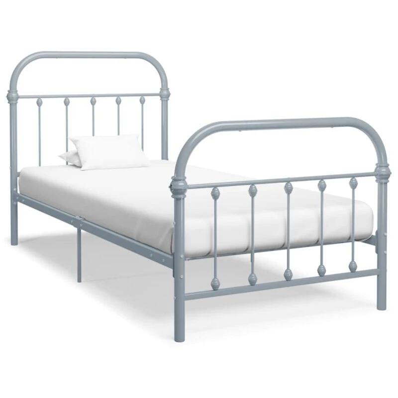 Image of VIDAXL 284504 Bed Frame without Mattress Grey Metal 90x200cm Vidaxl 8719883812076