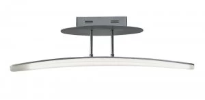 image of Semi Flush Ceiling 20W LED 70cm Bar 3000K, 1800lm, Satin Aluminium, Frosted Acrylic