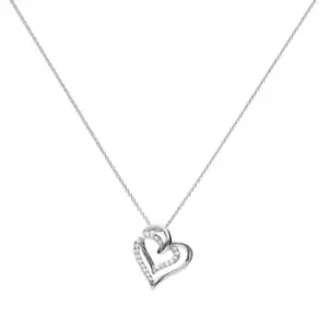 image of Diamonfire Silver White Zirconia Entwined Hearts Necklace N4240