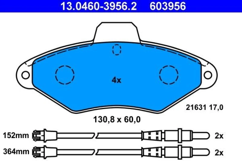 Image of ATE 13.0460-3956.2 Brake pad set incl. wear warning contact Brake Pad Set,disc brake (402)