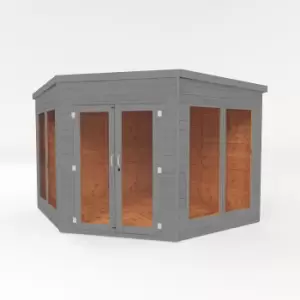 Image of Country Living Premium Ribble 9ft x 9ft Corner Summerhouse Painted + Installation - Thorpe Towers Grey