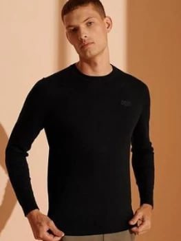Image of Superdry Orange Label Crew Jumper, Black Size M Men
