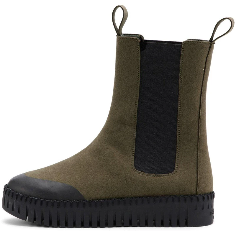 Image of Ilse Jacobsen Womens Long Chelsea Boots Deep Olive/Blk female 3 (36)