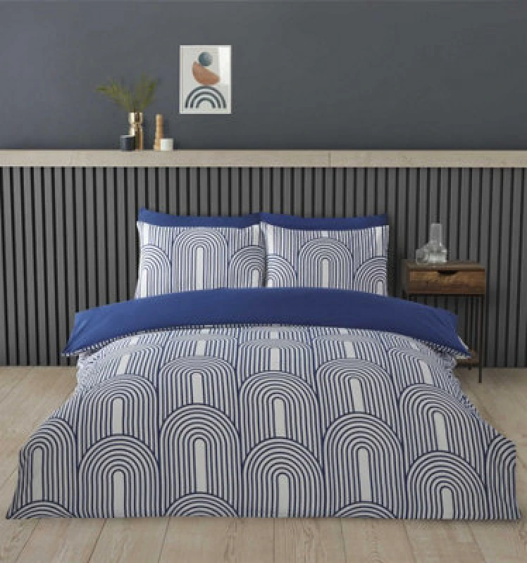 Image of Rapport Geometric Arches Blue Duvet Cover Set King Bedding Set