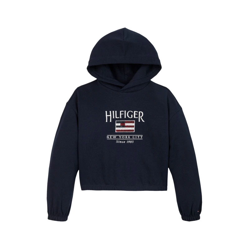 Image of Tommy Hilfiger HILFIGER SEQUIN FLAG HOODIE - Blue Blue 11 - 12 Years