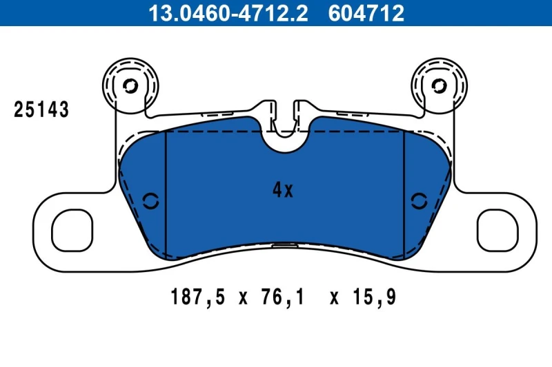 Image of ATE 13.0460-4712.2 Brake pad set excl. wear warning contact Brake Pad Set,disc brake (402)