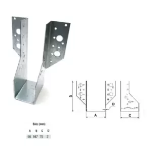 Image of Moderix - Jiffy Timber Joist Hangers Decking Lofts Roofing Zinc Packs - Size 46x167x75x2mm - Pack of 20