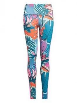Image of adidas Girls Junior G A.R. Tights - White/Blue, Size 11-12 Years, Women