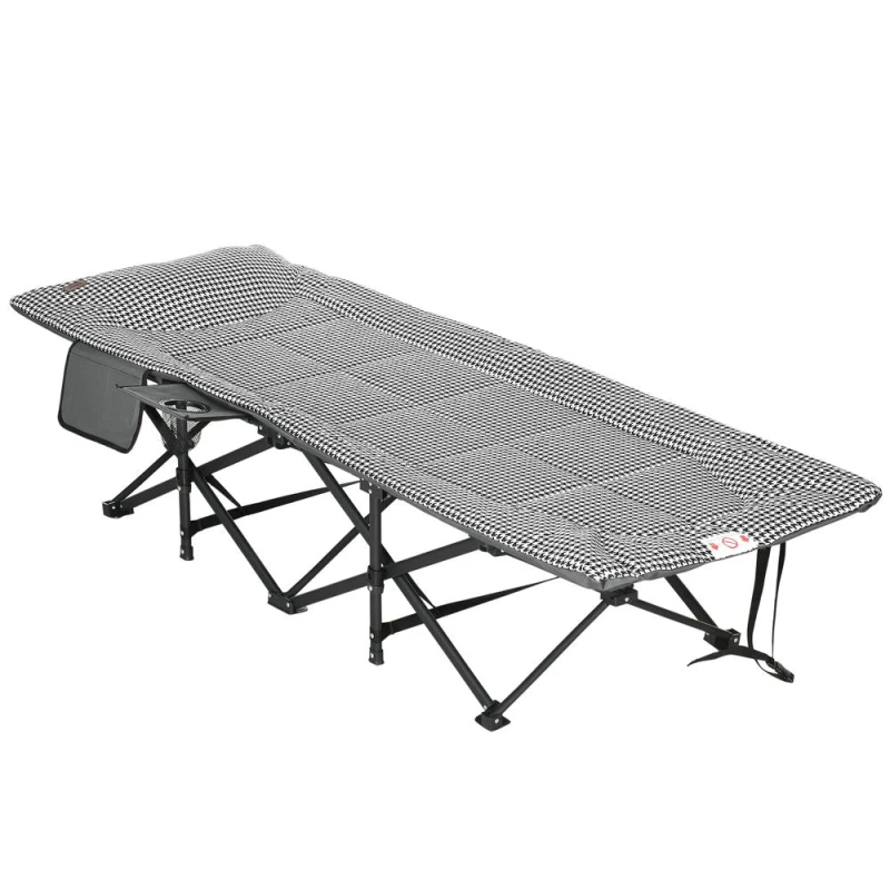 Image of Outsunny Camping Bed with Carry Bag, Magazine Bag & Cup Holder, Black 84G-062V00BK