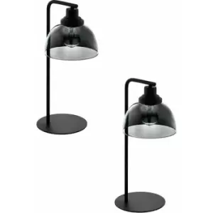 Image of 2 pack Table Lamp Colour Black Shade Black Transparent Glass Vaporized E27 60W