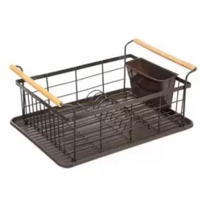 image of 5Five Modern Dishrack With Bamboo Handle - Black