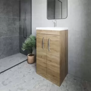Image of Nuie - Athena Floor Standing 2-Door Vanity Unit with Basin-1 500mm Wide - Natural Oak