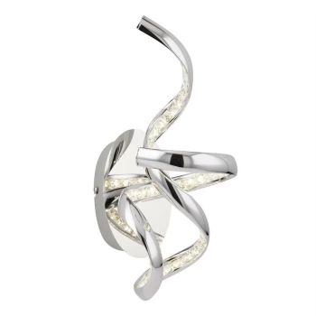 Image of Searchlight Twirls - Integrated LED 1 Light Indoor Wall Light Chrome, Clear with Crystal Glass