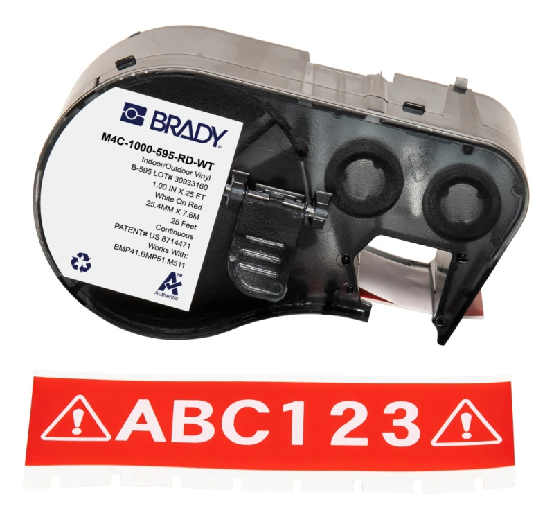 Image of Brady M4C-1000-595-RD-WT printer label Red. White Self-adhesive printe