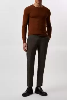 Image of Mens Slim Fit Brown Check Smart Trousers