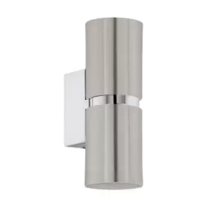 Image of Wall Light Colour Satin Nickel Chrome Plated Round Shades Bulb GU10 2x3.3W Inc