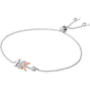 Image of Michael Kors Sterling Silver Two-Tone Mott Logo Slider Bracelet