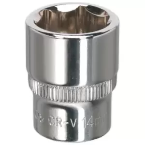 image of Sealey SP1414 WallDrive Socket 14mm 1/4"Sq Drive Fully Polished