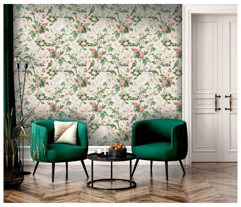 Image of RHS RHS Birdsong N Blooms Cream Wallpaper