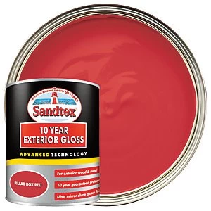 image of Sandtex 10 Year Exterior Gloss Paint - Pillar Box Red 750ml