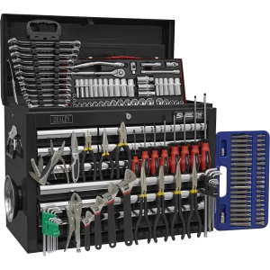 Image of Sealey Superline Pro 10 Drawer Heavy Duty Tool Chest + 138 Piece Tool Kit Black
