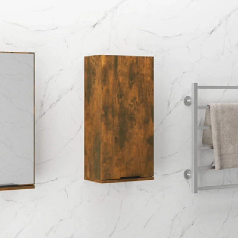 Image of Vidaxl Wall-mounted Bathroom Cabinet Smoked Oak 32X20X67 Cm, Brown 817060