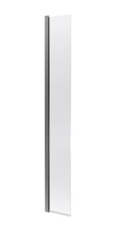 Image of Nuie Hinged Return Screen, Durable Toughened Glass Shower Screen For Wet Room & Shower Enclosures In Brushed Pewter, 1850 X 300mm
