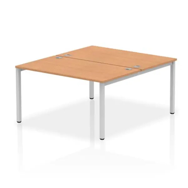 image of Impulse Bench B2B 2 Person 1400 Silver Frame Office Bench Desk Oak