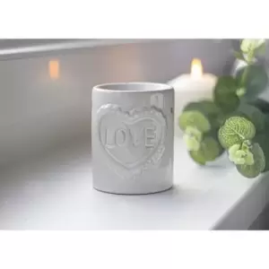 image of Ceramic Aroma Oil Burner Wax Melt, Fragrance Wax Melter Burner Tea Light Fragrance Heater - Love